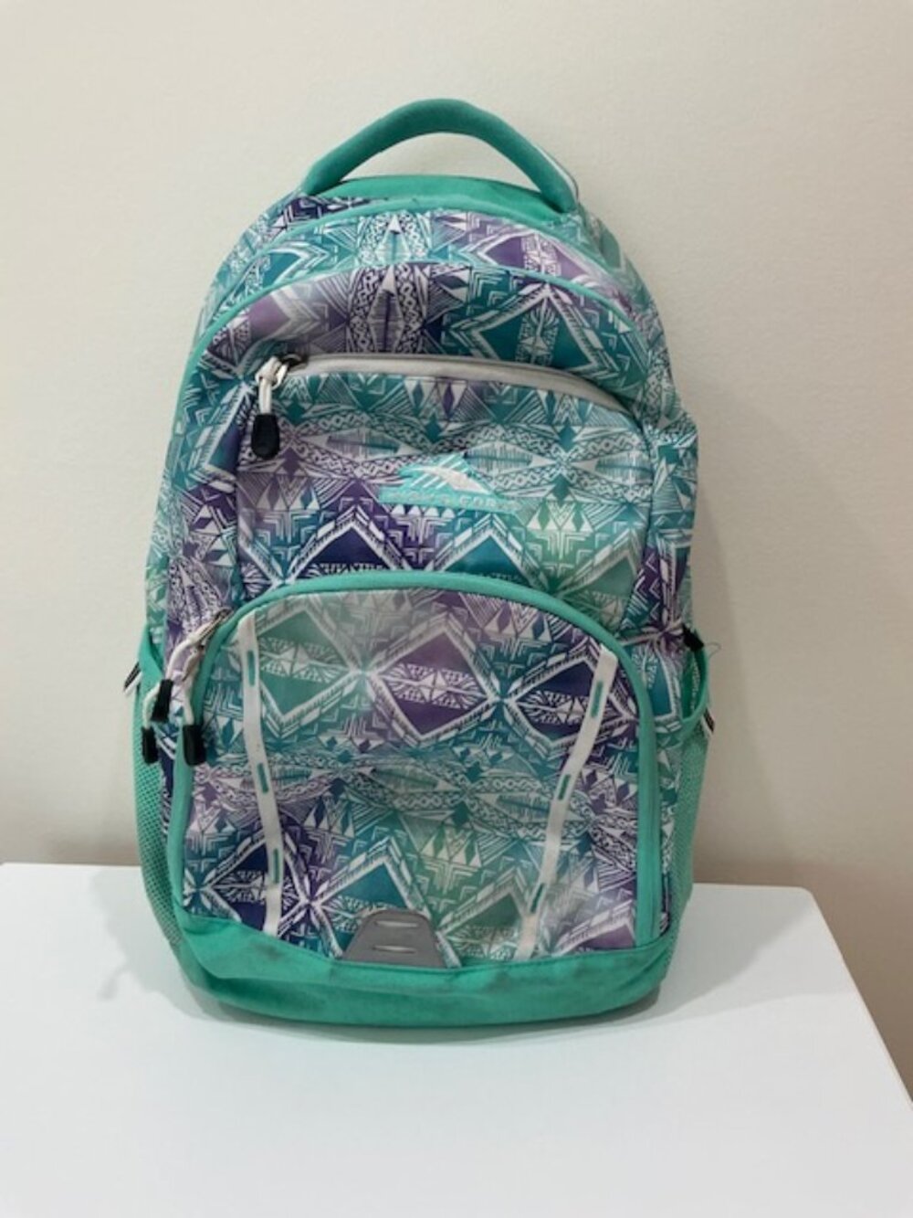 High Sierra Backpack with Mint Green Purple White Pattern
